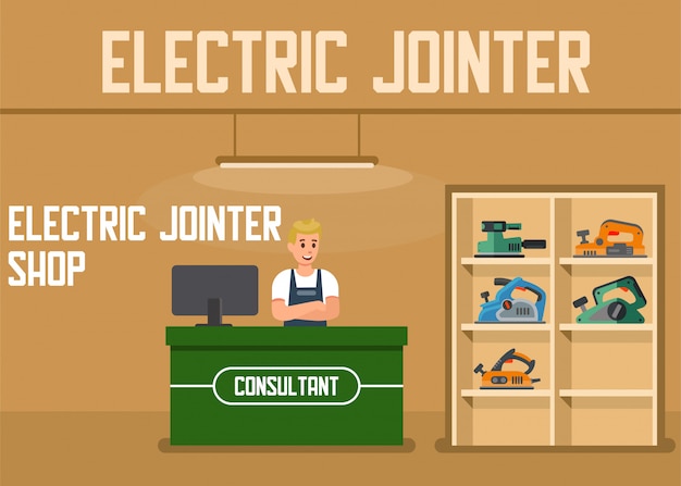 ベクトル electric jointer shop online order service banner