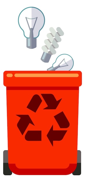 Electric lamp disposal container trash recycling icon isolated on white background