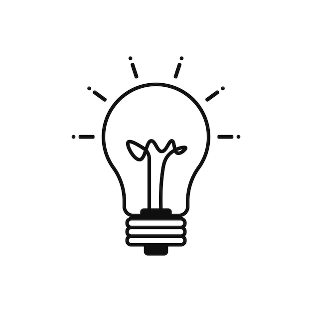 Electric light bulb icon Black symbol of illumination and inspiring ideas