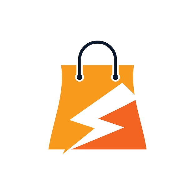 Modello di progettazione del logo dell'icona del negozio elettrico o fulmine Vettore Premium