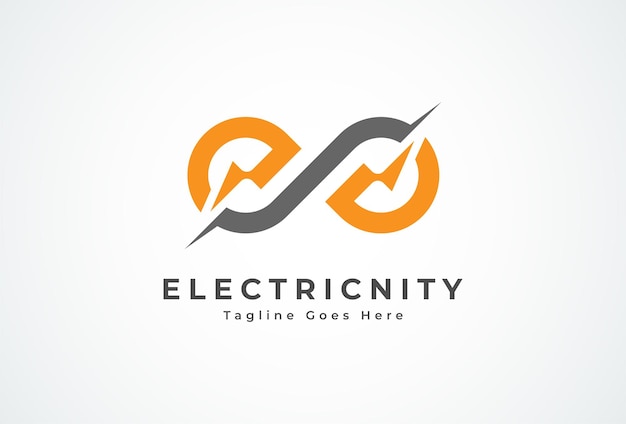 Electric Logo. abstract infinity with lightning bolt comnbination, tunder bolt design logo template