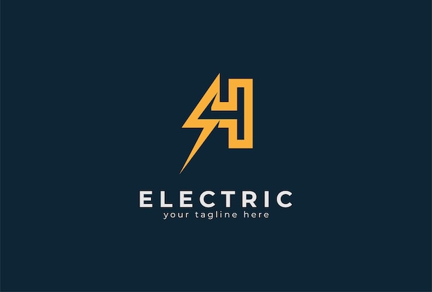 Vector electric logo, abstract letter h or sh and lightning bolt combination, tunder bolt logo design