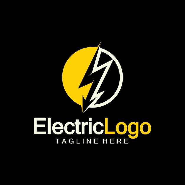 Vettore modello di progettazione del logo elettrico isolato su sfondo nero