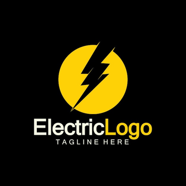 Vettore modello di progettazione del logo elettrico isolato su sfondo nero