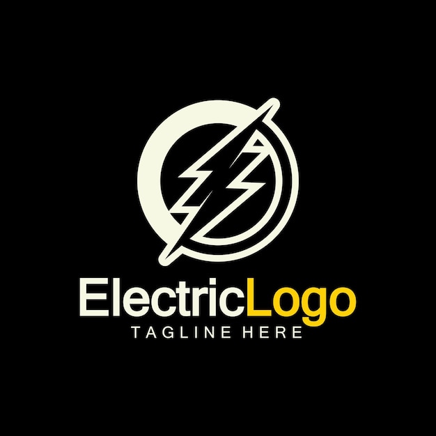 Modello di progettazione del logo elettrico isolato su sfondo nero