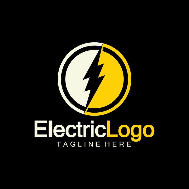 Modello di progettazione del logo elettrico isolato su sfondo nero