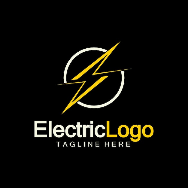 Modello di progettazione del logo elettrico isolato su sfondo nero