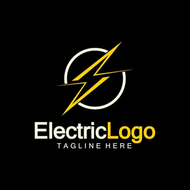 Vettore modello di progettazione del logo elettrico isolato su sfondo nero