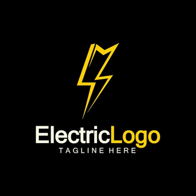 Vettore modello di progettazione del logo elettrico isolato su sfondo nero