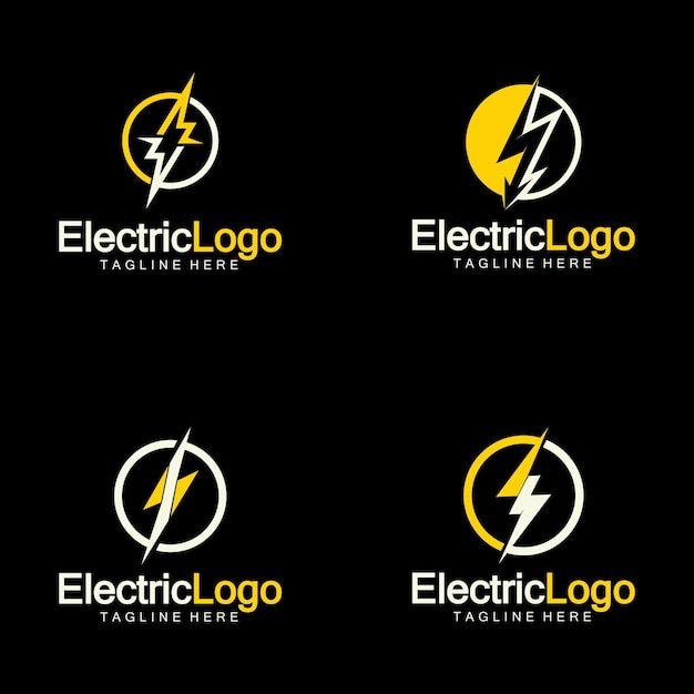 Vettore modello di progettazione del logo elettrico isolato su sfondo nero