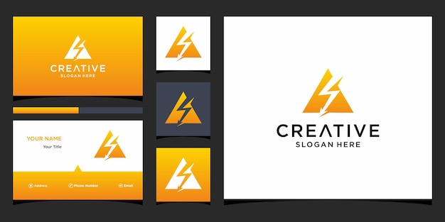 Электрический дизайн логотипа с шаблоном визитной карточки