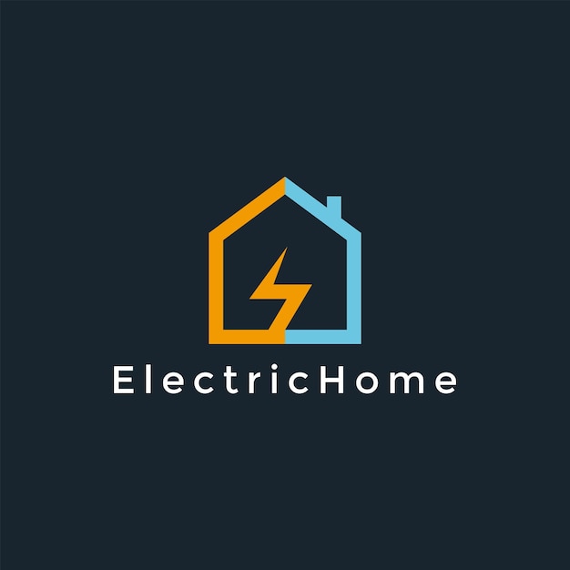 Electric Logo house with thunder bolt combination electric design logo template vector illustration