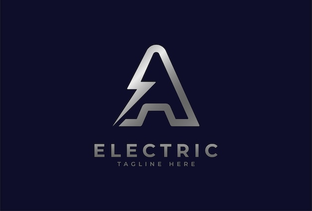 Electric Logo, letter A with thunder bolt combination, electric design logo template