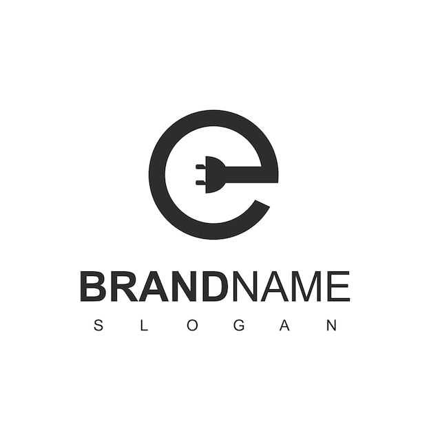 Electric Logo Using Letter E And Plug Icon