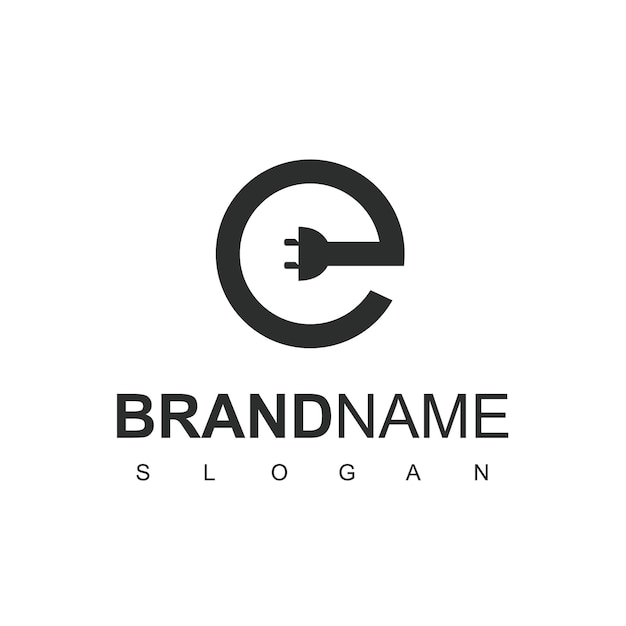 Electric logo using letter e and plug icon