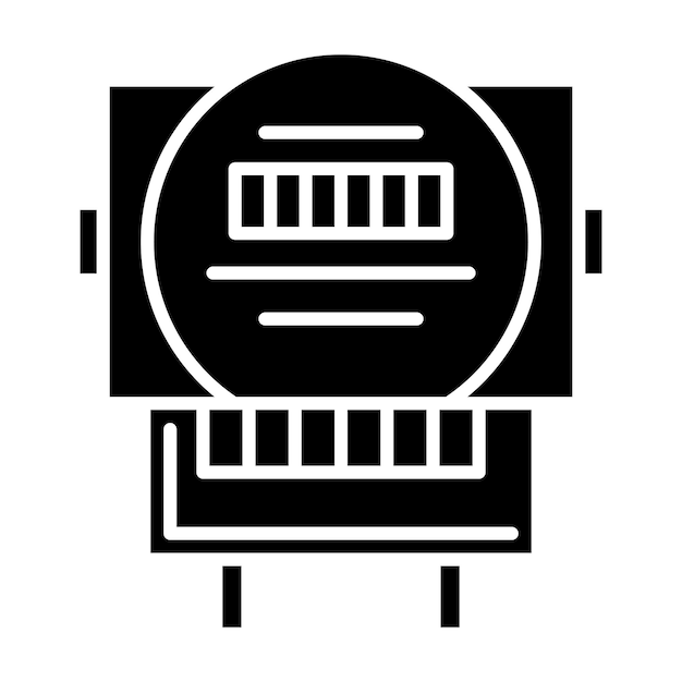 Electric Meter Glyph Solid Black Illustration