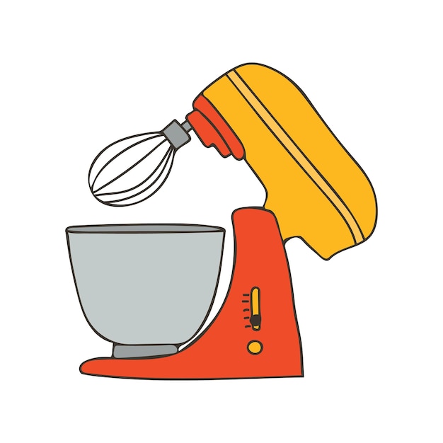 Vector electric mixer colorful doodle illustration in vector