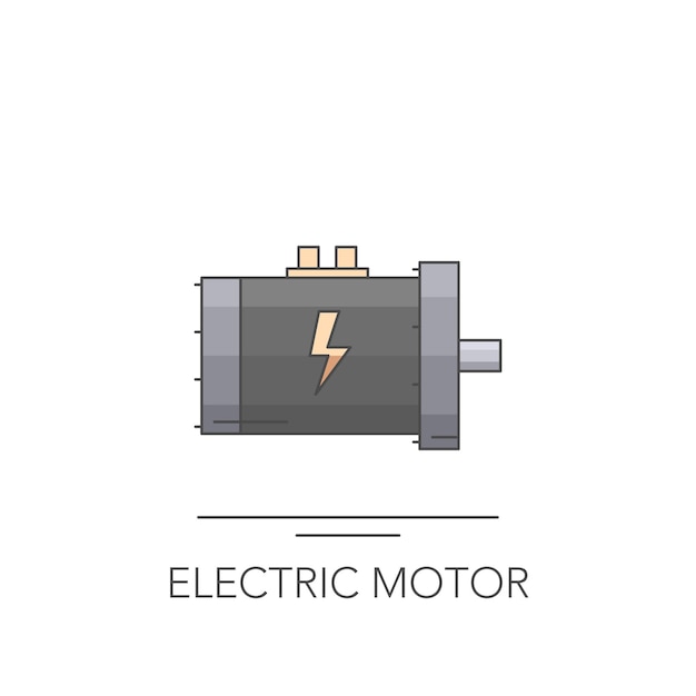 Icona del motore elettrico contorno icona colorata del motore su bianco illustrazione vettoriale