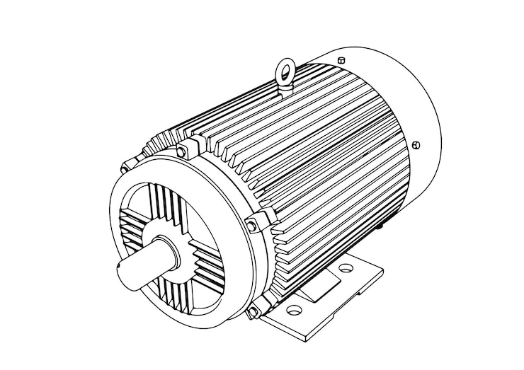 वेक्टर electric motor sketch on white background vector