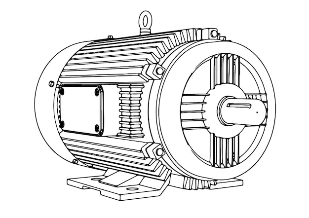 Vector electric motor sketch on white background vector