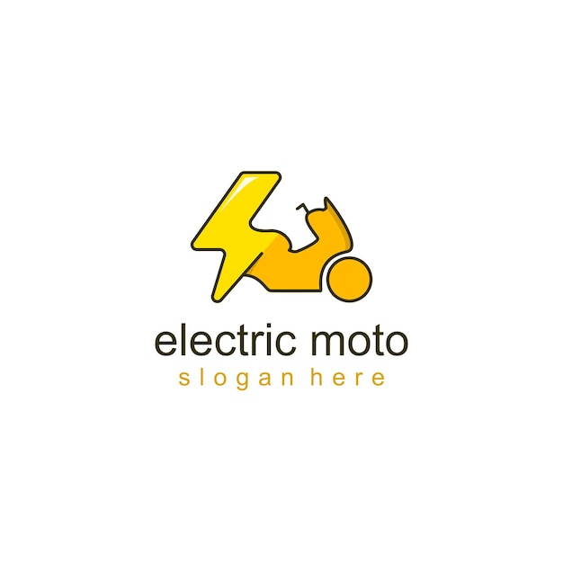 Logo della moto elettrica logo della moto con combinazione di simboli elettrici gialli