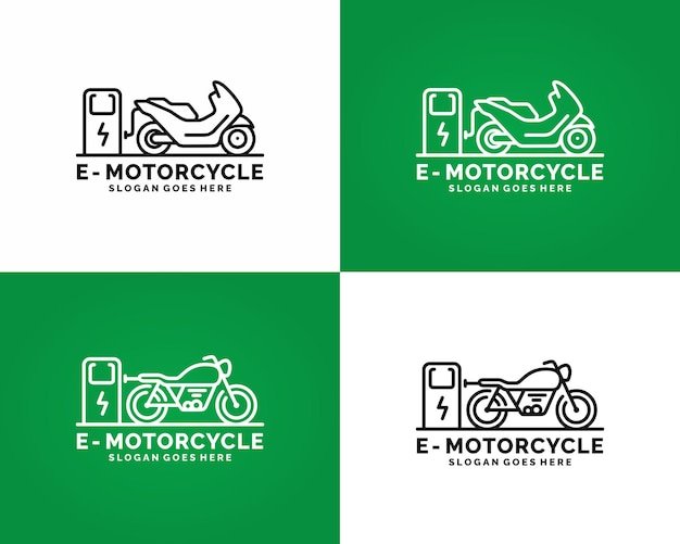 Electric motorcycle logo set vector