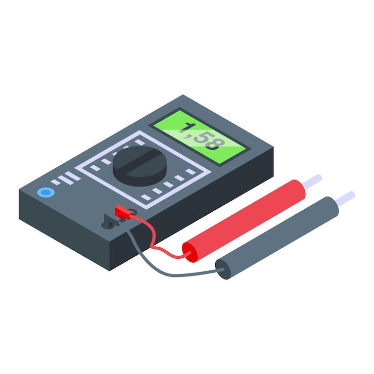 Vector electric multimeter icon isometric vector energy battery full cell
