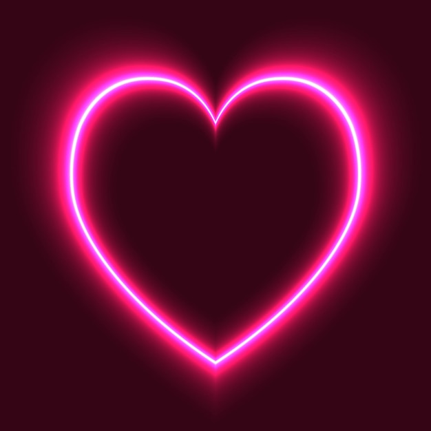 Vector electric pink neon heart on dark background