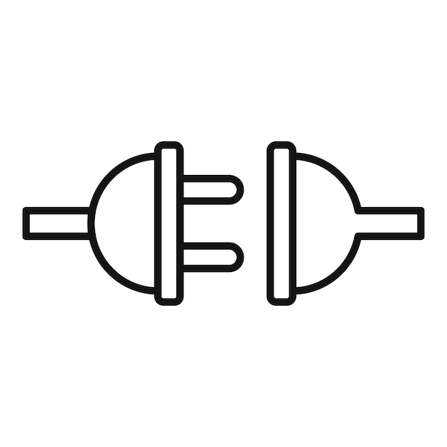 Electric plug being plugged into socket minimal illustration