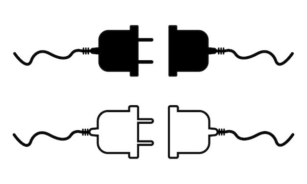 Electric plug icon symbol Connection socket with a plug icons