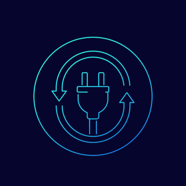 Electric plug icon with arrows linear