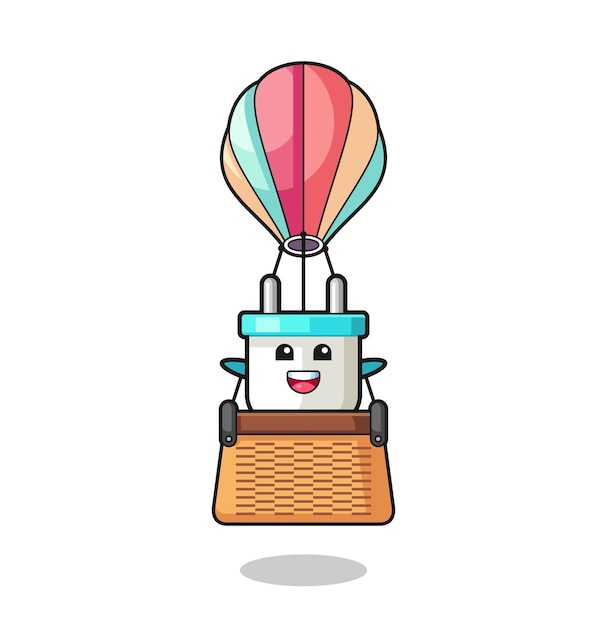 Electric plug mascot riding a hot air balloon