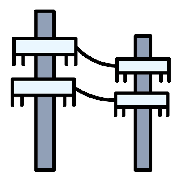 ベクトル 電柱フラットイラスト