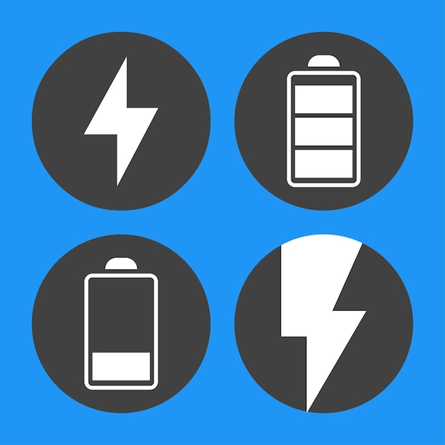 Vector electric power and battery concept symbols set....