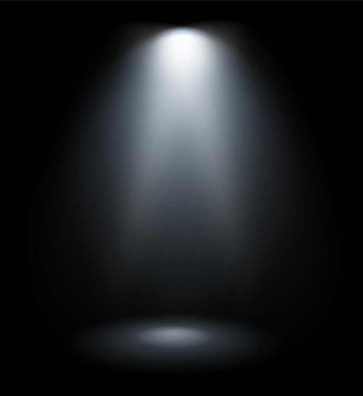 Vector electric projector light mockup realistic smooth glow isolated on black background