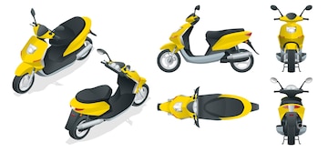 Premium Vector | Electric scooter front rear side top and isometry
