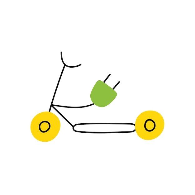 Electric scooter Hand drawn icon illustration on white background