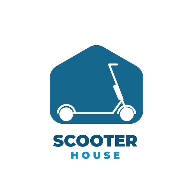 Electric scooter house illustration logo