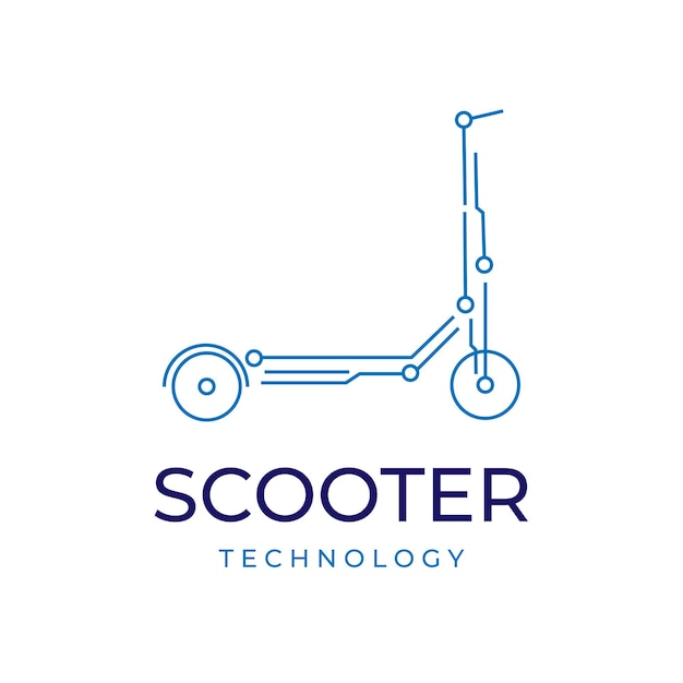 Electric Scooter Tech Illustration Logo