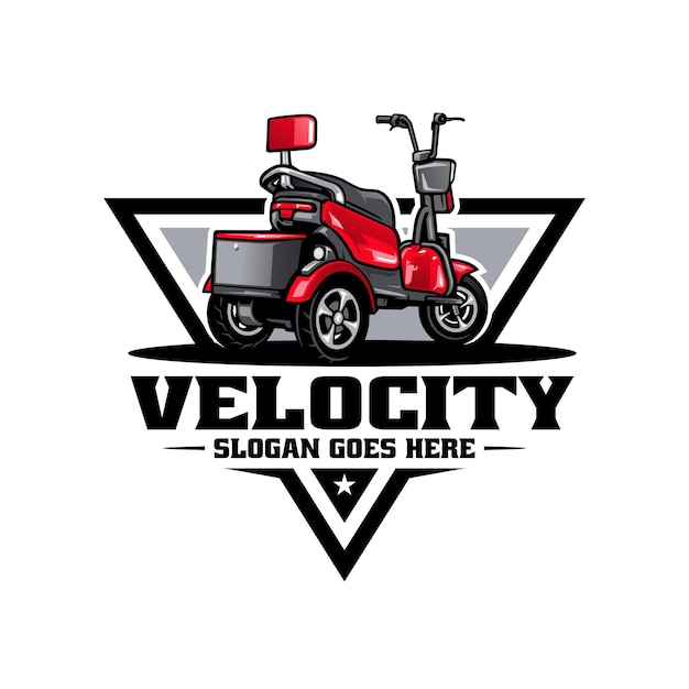 Electric scooter three wheels moped logo vector