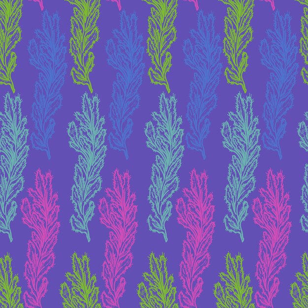 Electric sea flora seamless design