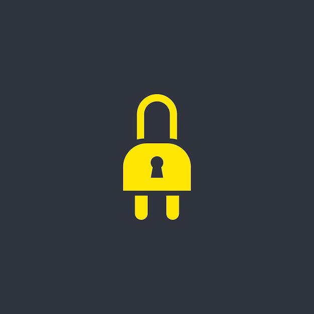 電気安全ロゴ 電気安全ロゴ ソケットは、南京錠のロゴのコンセプトと組み合わせる