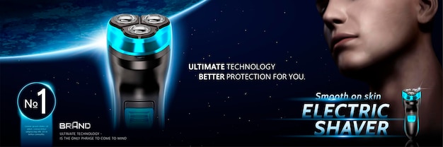 Electric shaver banner   with handsome model