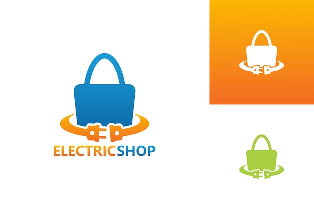 Вектор дизайна шаблона логотипа электрического магазина, эмблема, концепция дизайна, творческий символ, значок