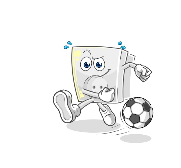 Vector electric socket kicking the ball cartoon cartoon mascot vector