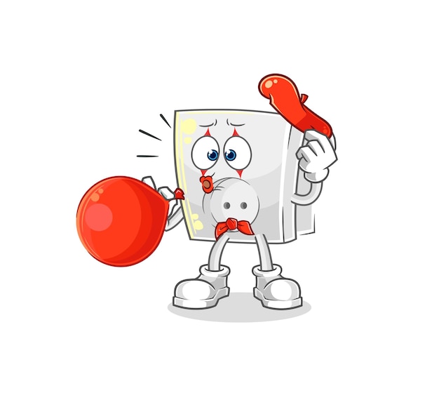 Electric socket pantomime blowing balloon cartoon mascot vector