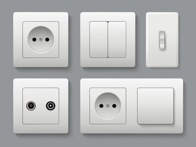 Vector electric socket switches. house shifting electrical switches realistic template