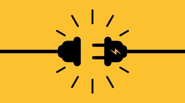 Electric socket with a plug 404 error concept Connecct disconnect symbol