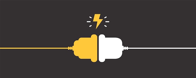 Vector electric socket with a plug. connection and disconnection concept. concept of 404 error connection. electric plug and outlet socket unplugged. wire, cable of energy disconnect