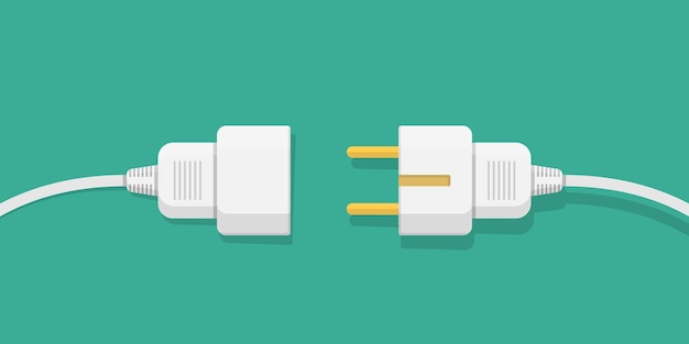 プラグインのアイコンが付いている電源ソケット - 隔離された背景の接続シンボルベクトルイラスト - 404エラーサイン - ビジネスコンセプト